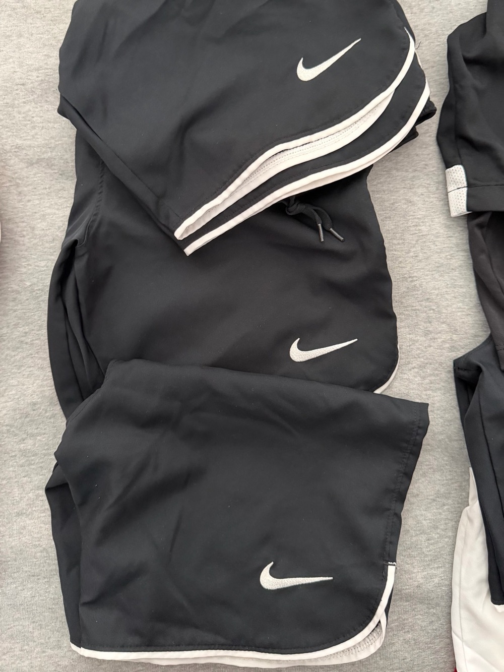 Lot of 3 Nike Kids Athletic Shorts Black with White Trim